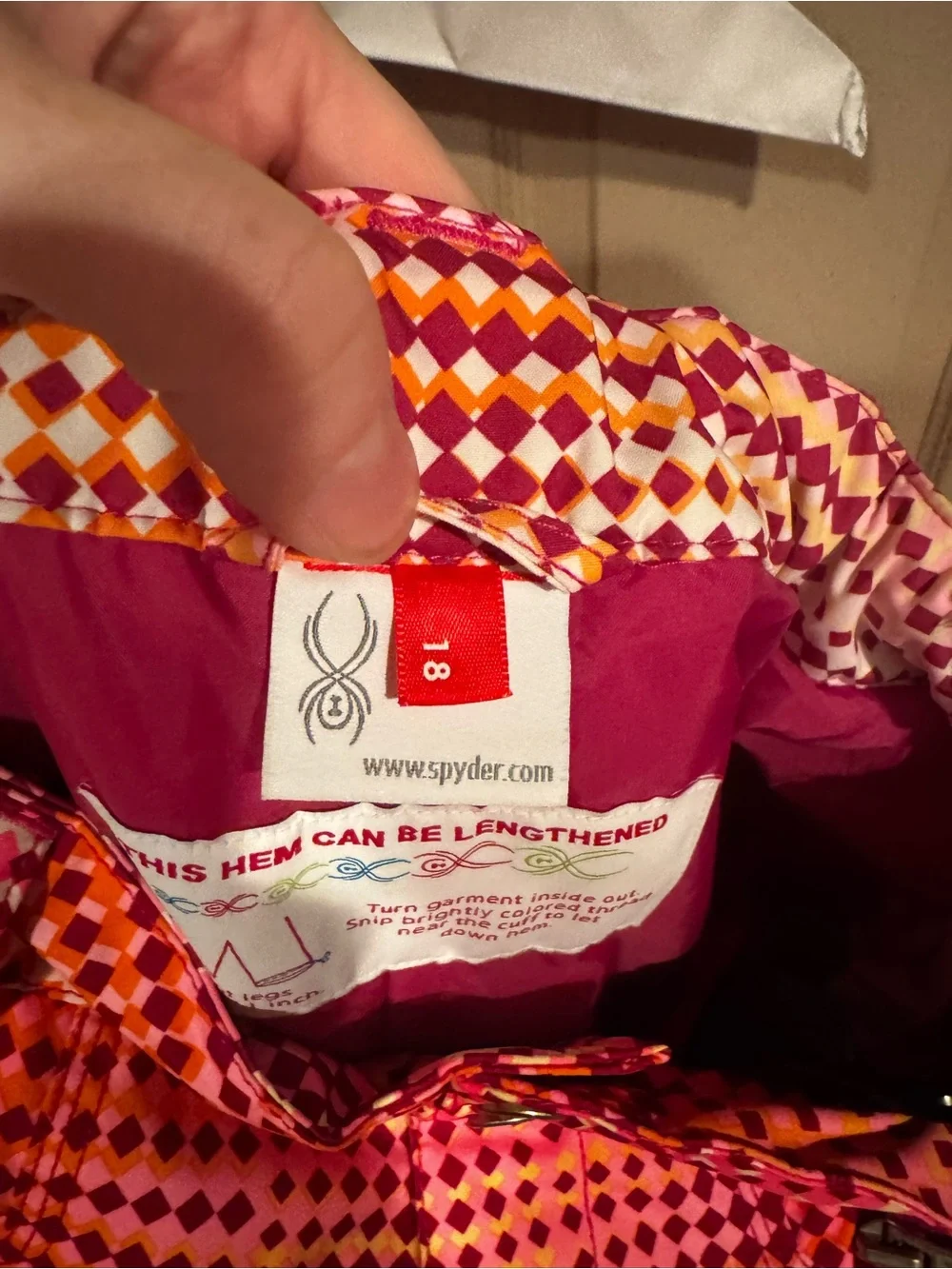 Spyder Pink and Orange Geometric Ski Pants size 18 girls like new